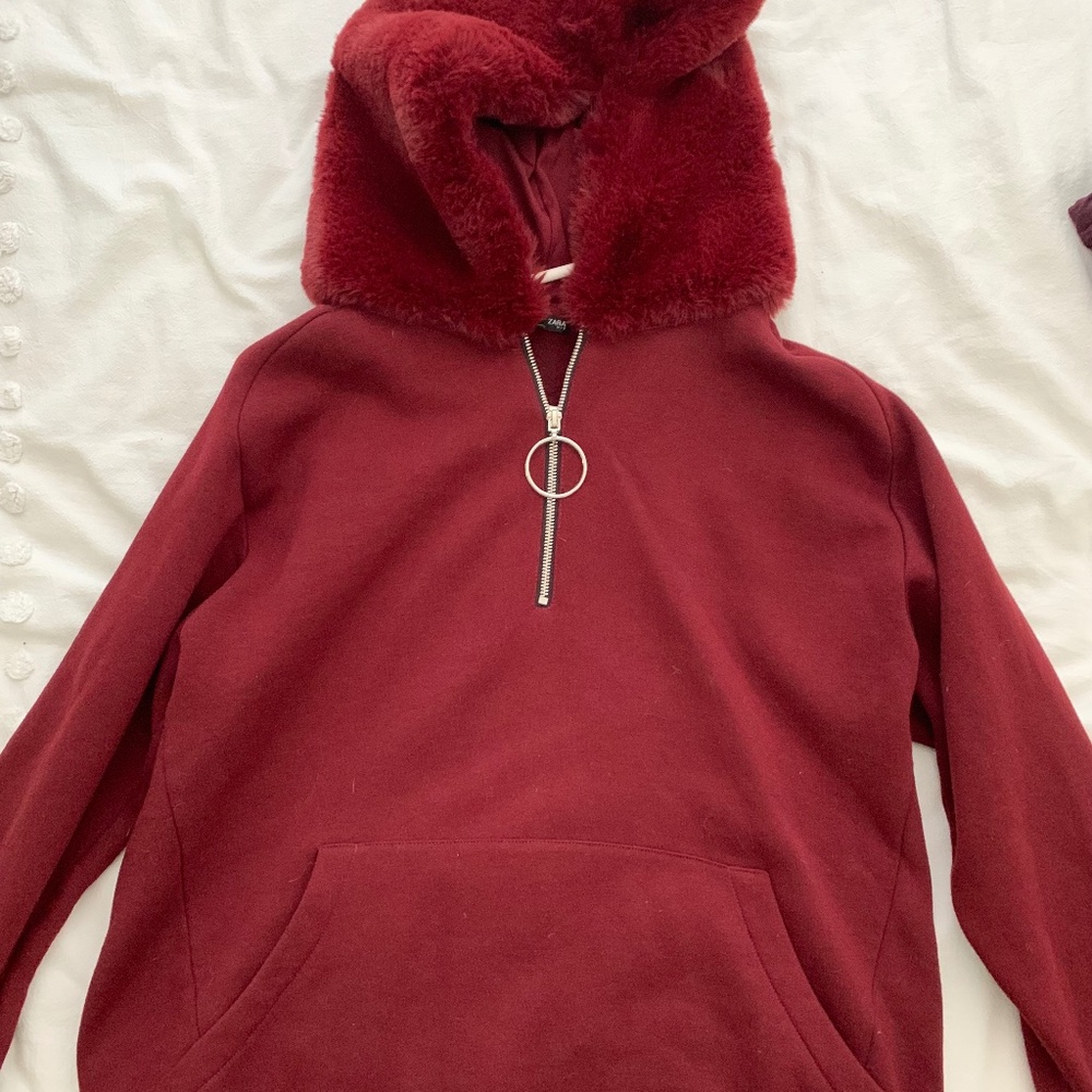 Zara - Maroon Quarter Zip Hoodie